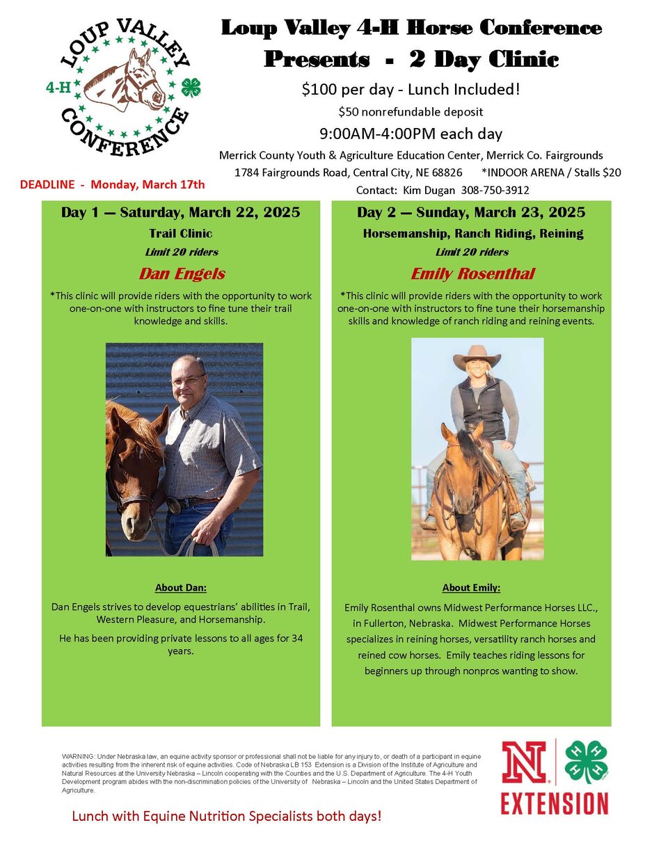 Flyer for horse clinic