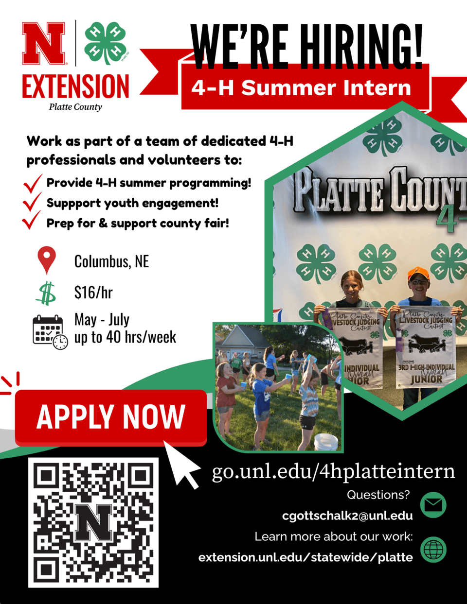 Platte County Extension is Hiring a 4-H Summer Intern