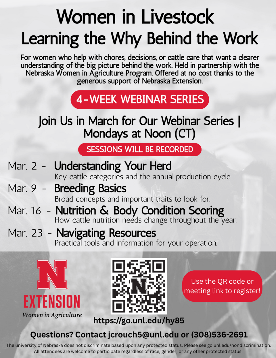 Flyer for Women in Livestock webinar series