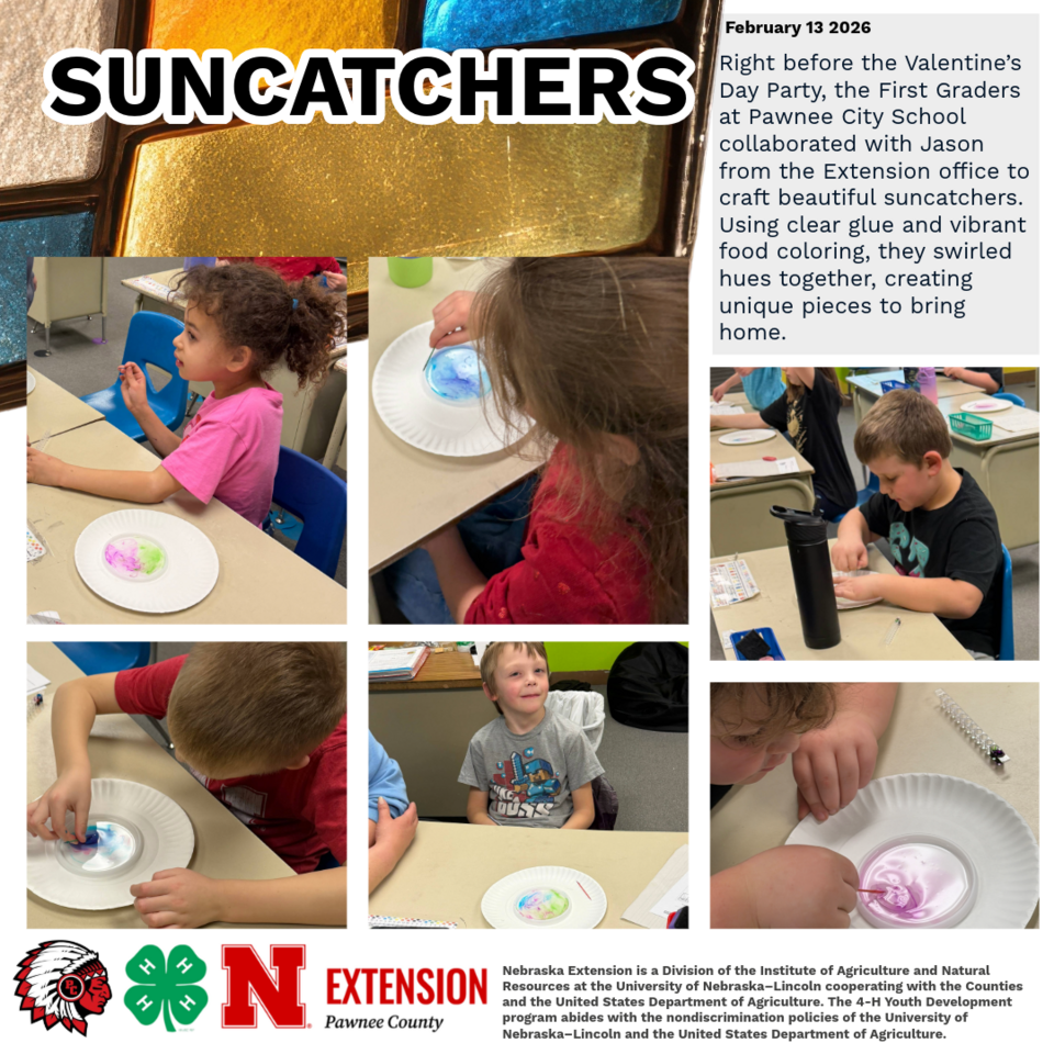 Suncatchers created by first graders with glue and vibrant colors in a classroom setting.