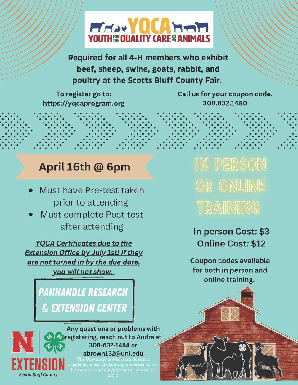 Scotts Bluff County 4-H 2026 YQCA Flyer