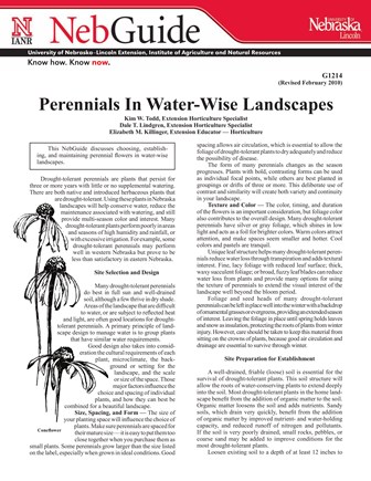 Perennials in Water-Wise Landscapes (G1214)