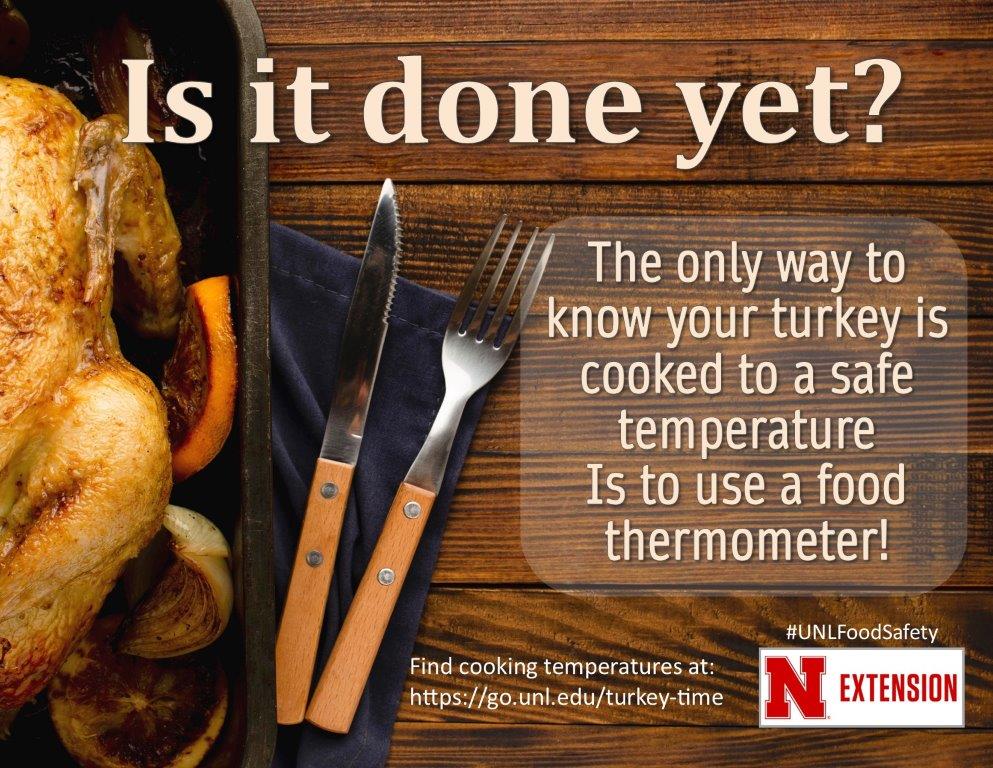 The only way to know your turkey is safe is to use a food thermometer.